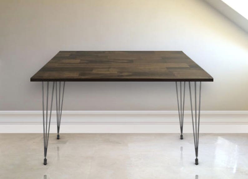 Dark Wood Desk With Adjule Metal Table Legs