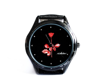 Depeche Mode Uhr Violator Rote Rose Ø40mm Personalisiertes Geschenk DM Fan Unisex