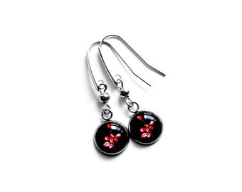 Depeche Mode Jewelry, Violator Earrings, Violator Rose, Depeche Mode Earrings, Fan Art, Surgical Steel, Red Rose