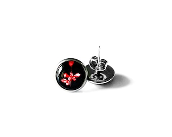 Depeche Mode Schmuck, Violator Ohrringe, Violator Rote Rose, Genieße die Stille, Depeche Mode Ohrstecker, Ohrstecker aus chirurgischem Stahl