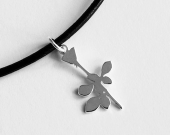 Depeche Mode Jewelry, Violator Necklace, Silver Rose, Leather Strap, Silver Pendant, Fan Art