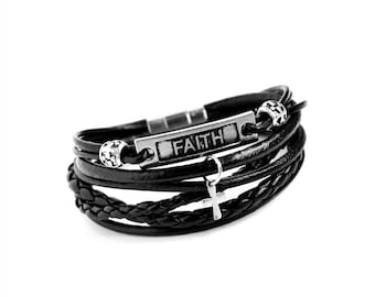 Depeche Mode Jewelry, FAITH Bracelet, Leather Straps, For Him, For Men, Fan Art, Fan Gift