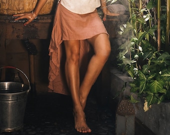 High Low Linen Skirt ∆ Long Boho Skirt ∆ Women Boho Clothing ∆ Gypsy Midi Skirt ∆ Hippie Asymmetric Skirt ∆ Dusty Pink/ Black/ Grey/ White