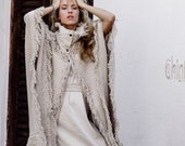Burning Man Poncho Coat Freaky Kaftan Bohemian Cardigan Raw Robe Wide Huge Sleeves Oversized Kimono