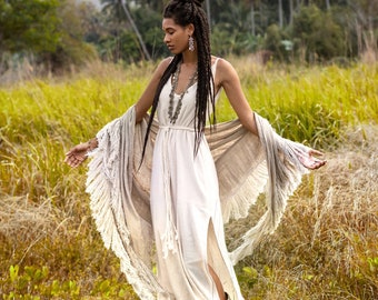 Robe éthérée de déesse dos nu Robe de cérémonie de mariage modeste et élégante Robes maxi bohèmes Vêtements de festival Robe de cocktail dos nu