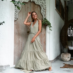 Sage Green Boho Dress Women Ball Gown Goddess Dress Bamboo | Etsy