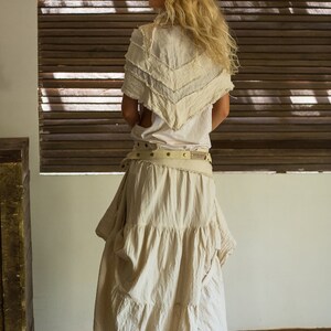 Raw Cotton Maxi Skirt Women White Boho Skirt Burner Bohemian Clothing ...