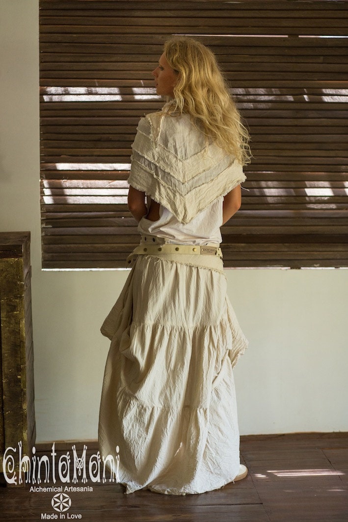 Raw Cotton Maxi Skirt Women White Boho Skirt Long | Etsy