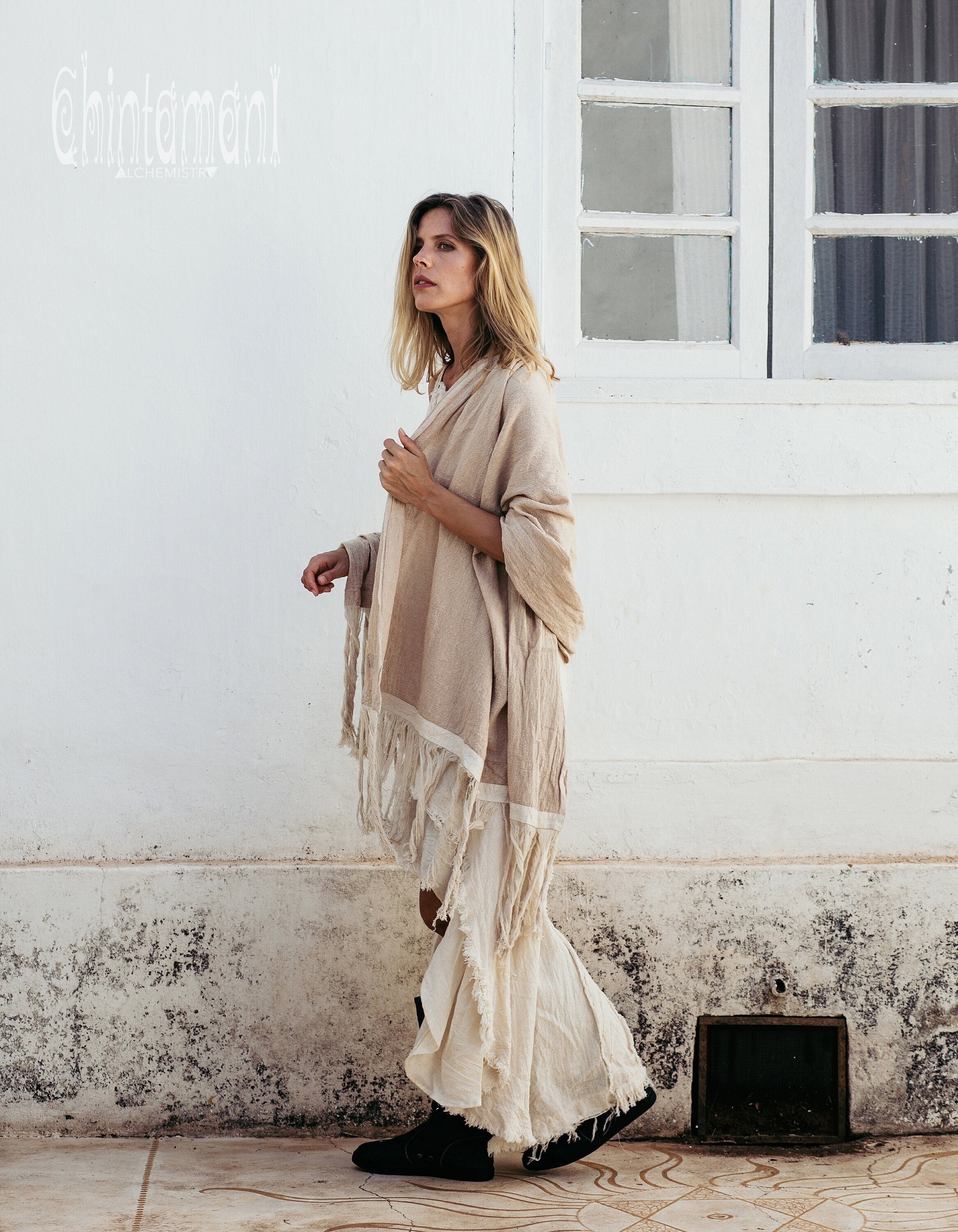 Gypsy Raw Cotton Sleeveless Long Wrap Dress / Beige – ChintamaniAlchemi