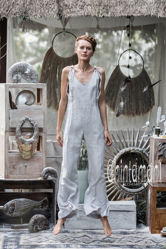 grey linen jumpsuit