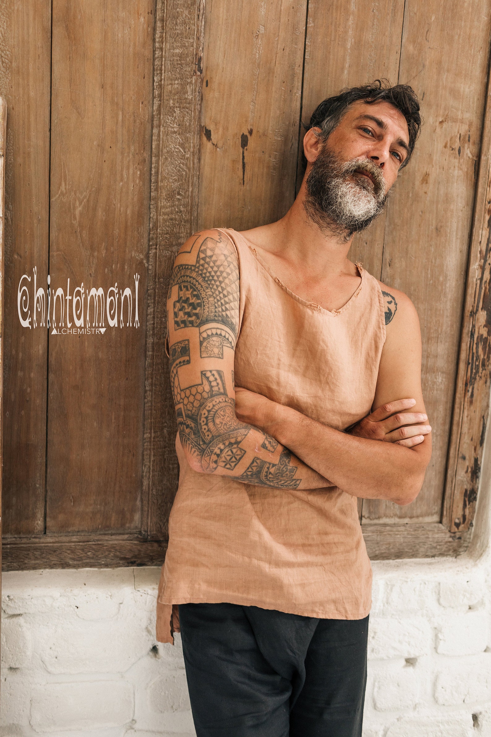 mens linen tank top