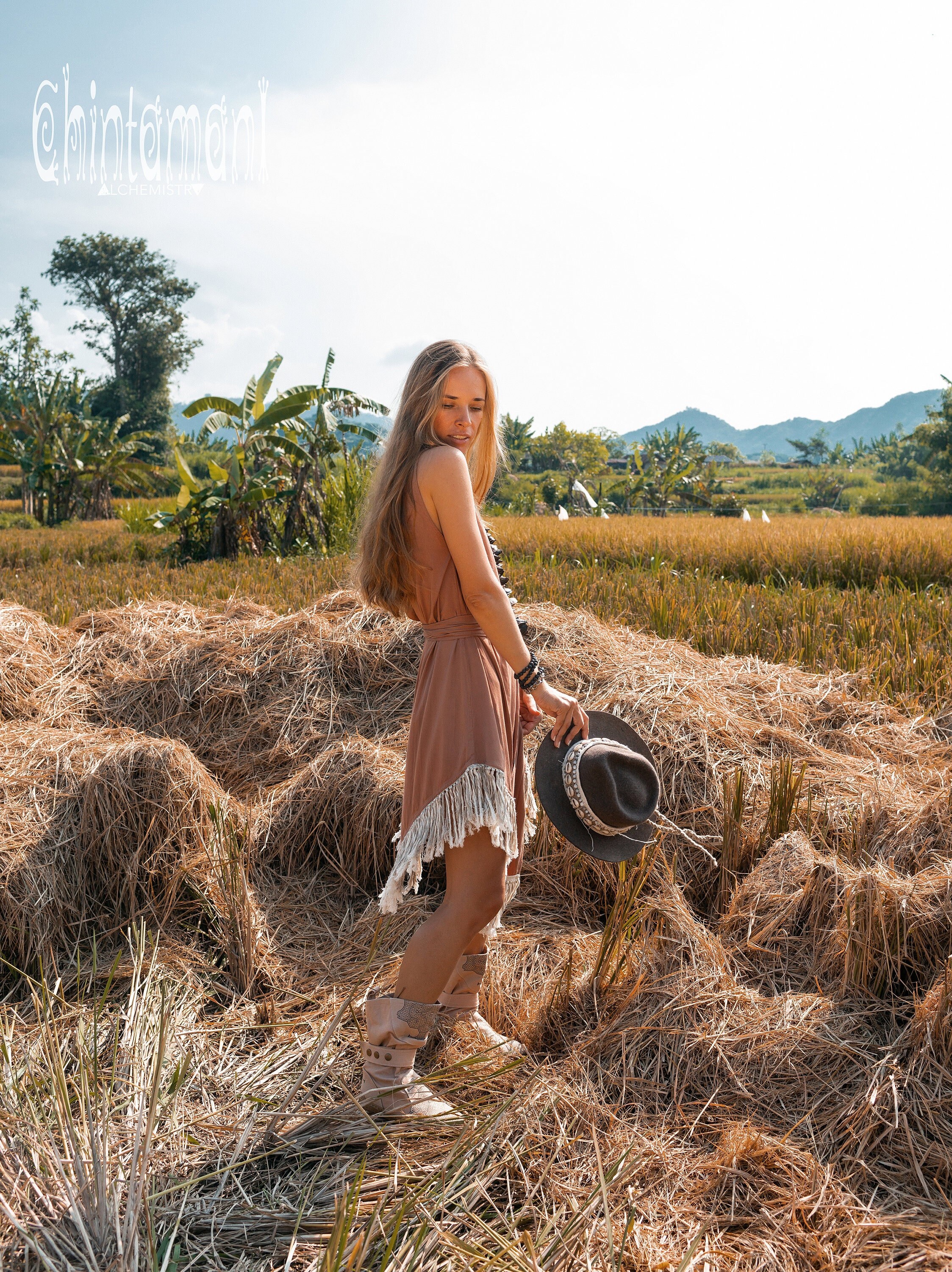 Fringe Boho Dress Festival Boho Clothing Women Bohemian Dresses Hippie  Summer Midi Dress Asymmetric Prairie Backless Dress/ Dusty Pink -   Denmark