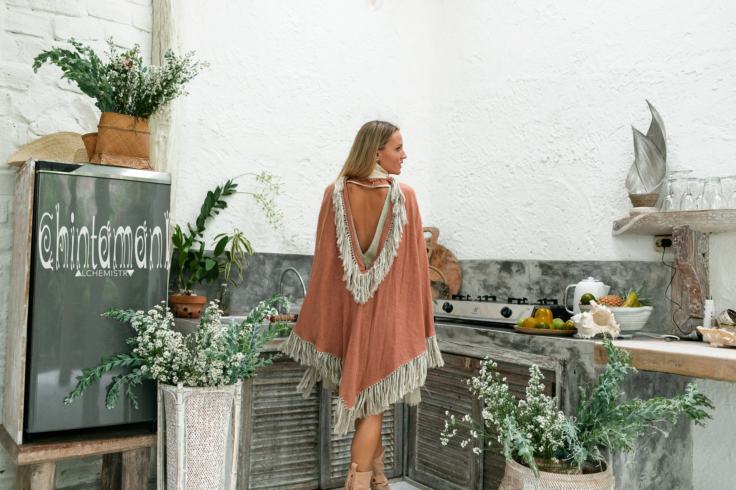 福袋特集 2025 Boho Frędzle Poncho szal Bawełniany ∆ Peleryna Kobiety Clothing