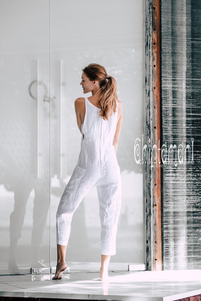 white linen jumpsuit womens