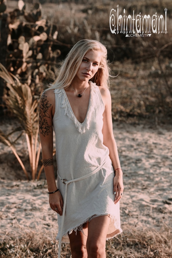 white cotton bohemian dress