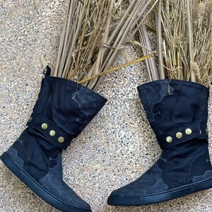 Black Vegan Shoes High Boots for Men & Women Boho Shoes - Etsy