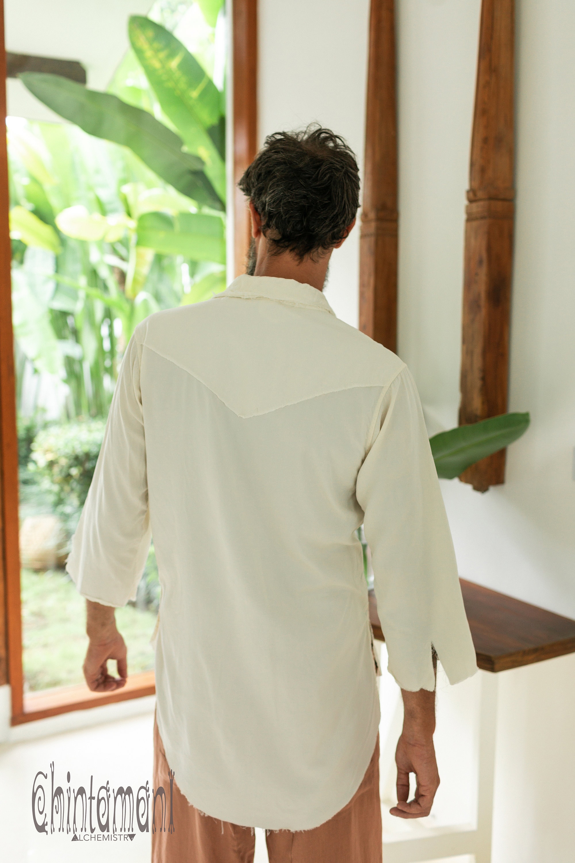 Bohio Mens Casual Print Shirt Vacay Long Sleeve Button Up Night