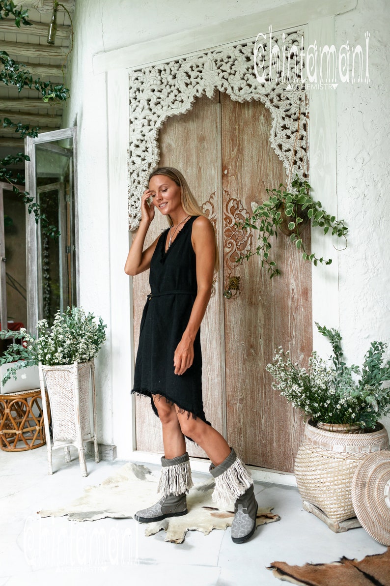 Bohemian Linen Dress Short Midi Dress Goa Tank Dress Etsy