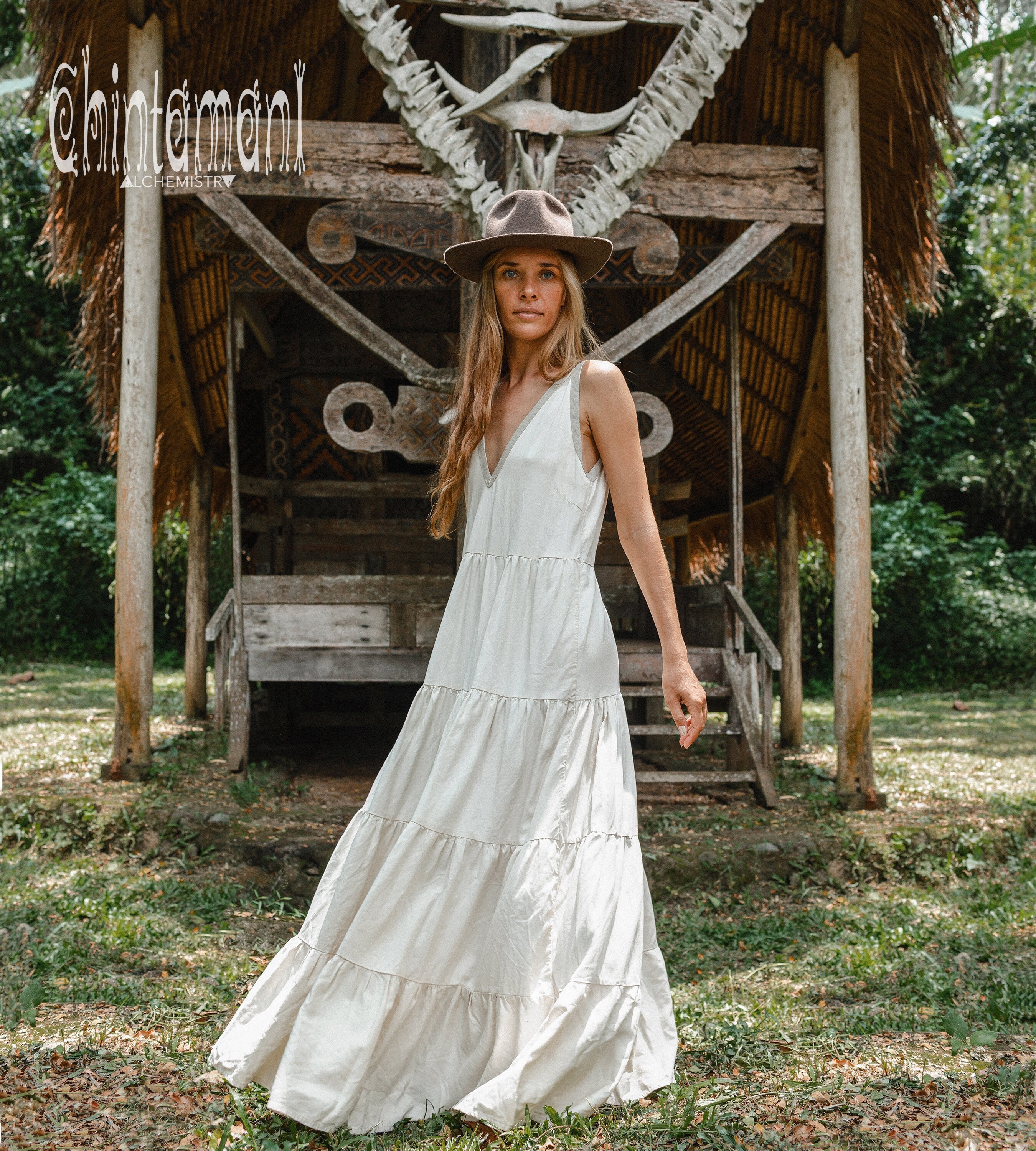 white boho dress