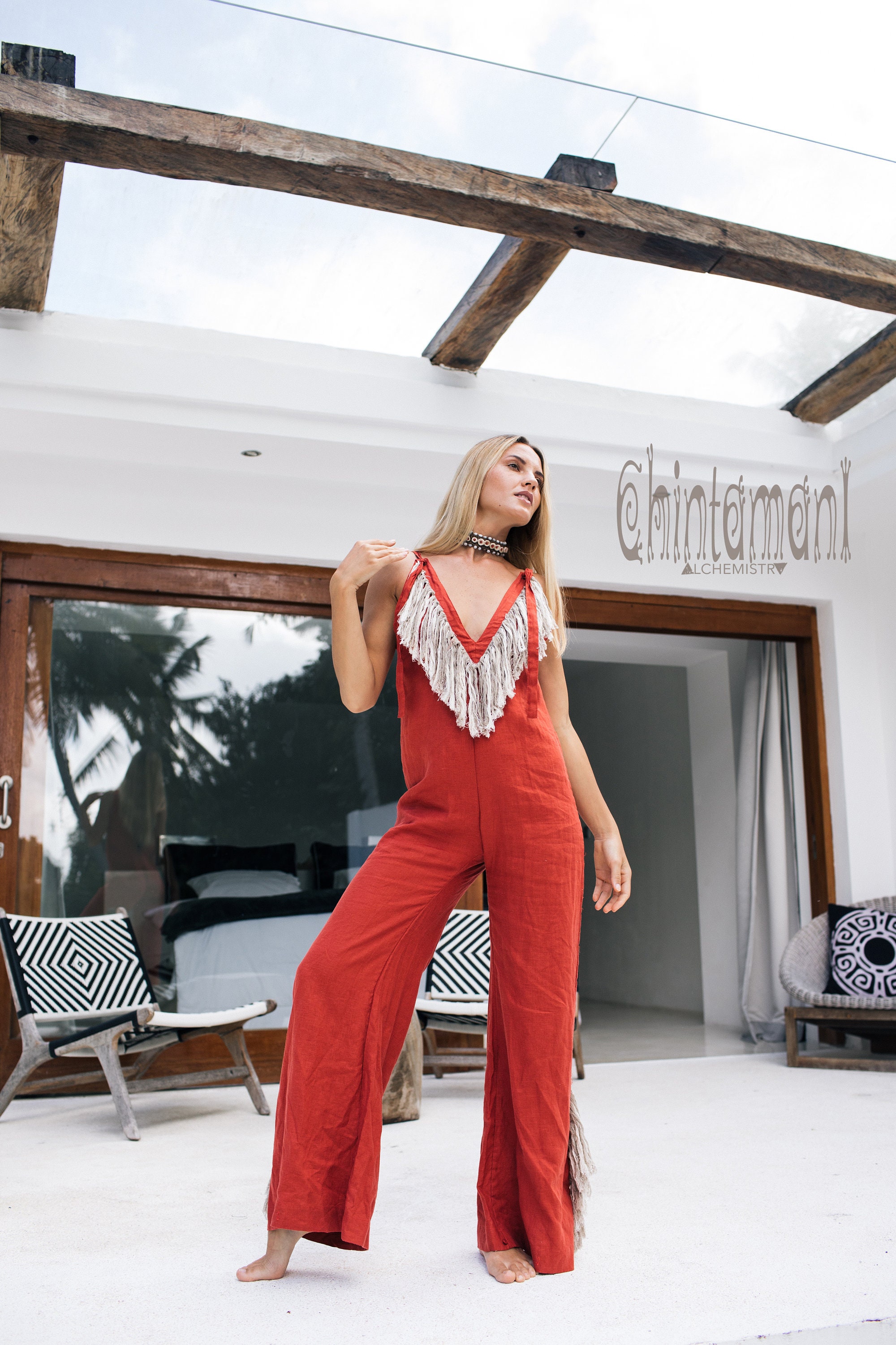 Red Fringe Jumpsuit - Etsy