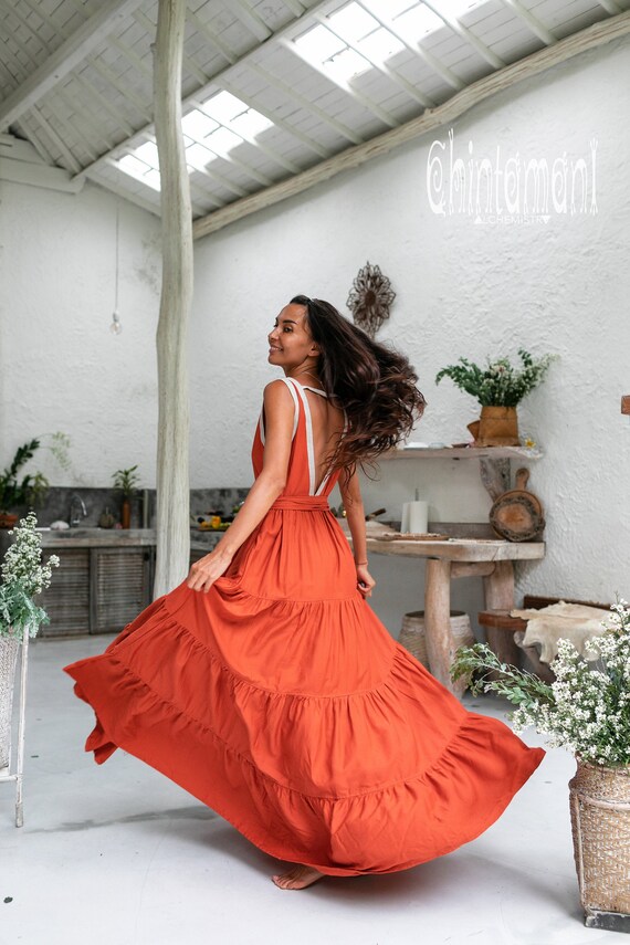 boho backless maxi dress