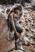 Gray Vegan Shoes ∆ Cotton Canvas Tribal Shoes ∆ Riding High Boots Men & Women ∆ Festival Man Boots ∆ Ibiza Canvas Footwear ∆ Eco Gypsy Shoes product logo