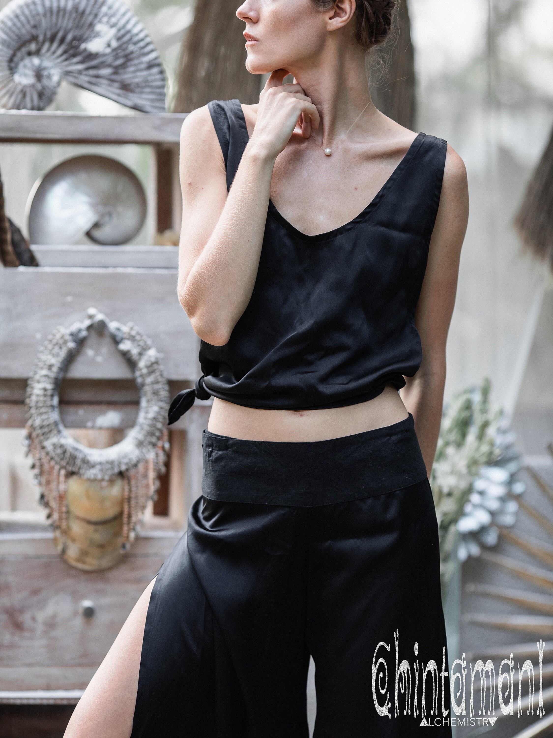 Black Silk Tank Top Etsy Canada