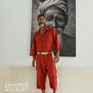 Red Linen Jumpsuit Mens Overalls Casual Linen Clothes - Etsy