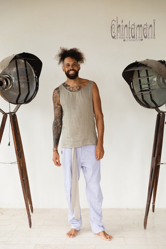 Light Blue Cotton Twill Pants Nomad Clothing Mens Loose Harem 