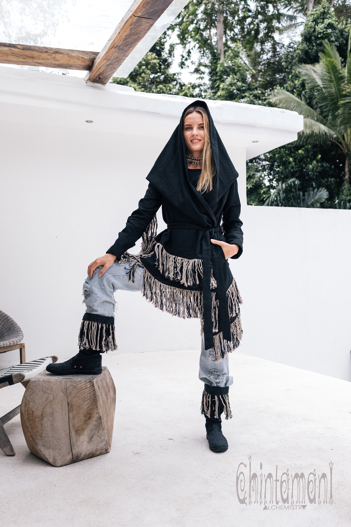 Linen Hooded Jacket Boho Clothing Women Duster Cardigan Etsy