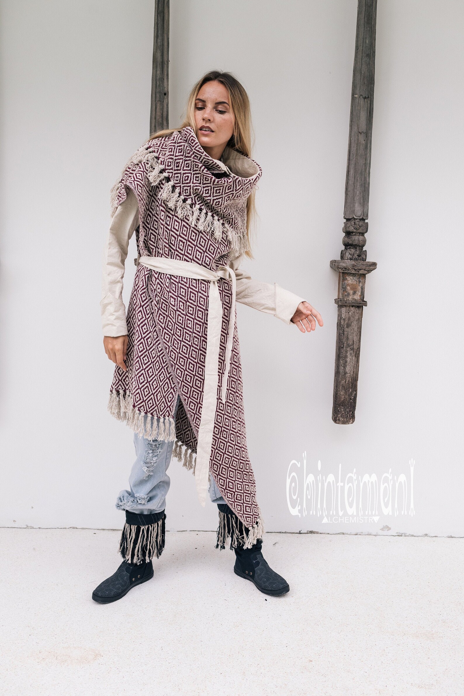 Blanket Coat Women Oversized Boho Cardigan Duster Fringe Etsy