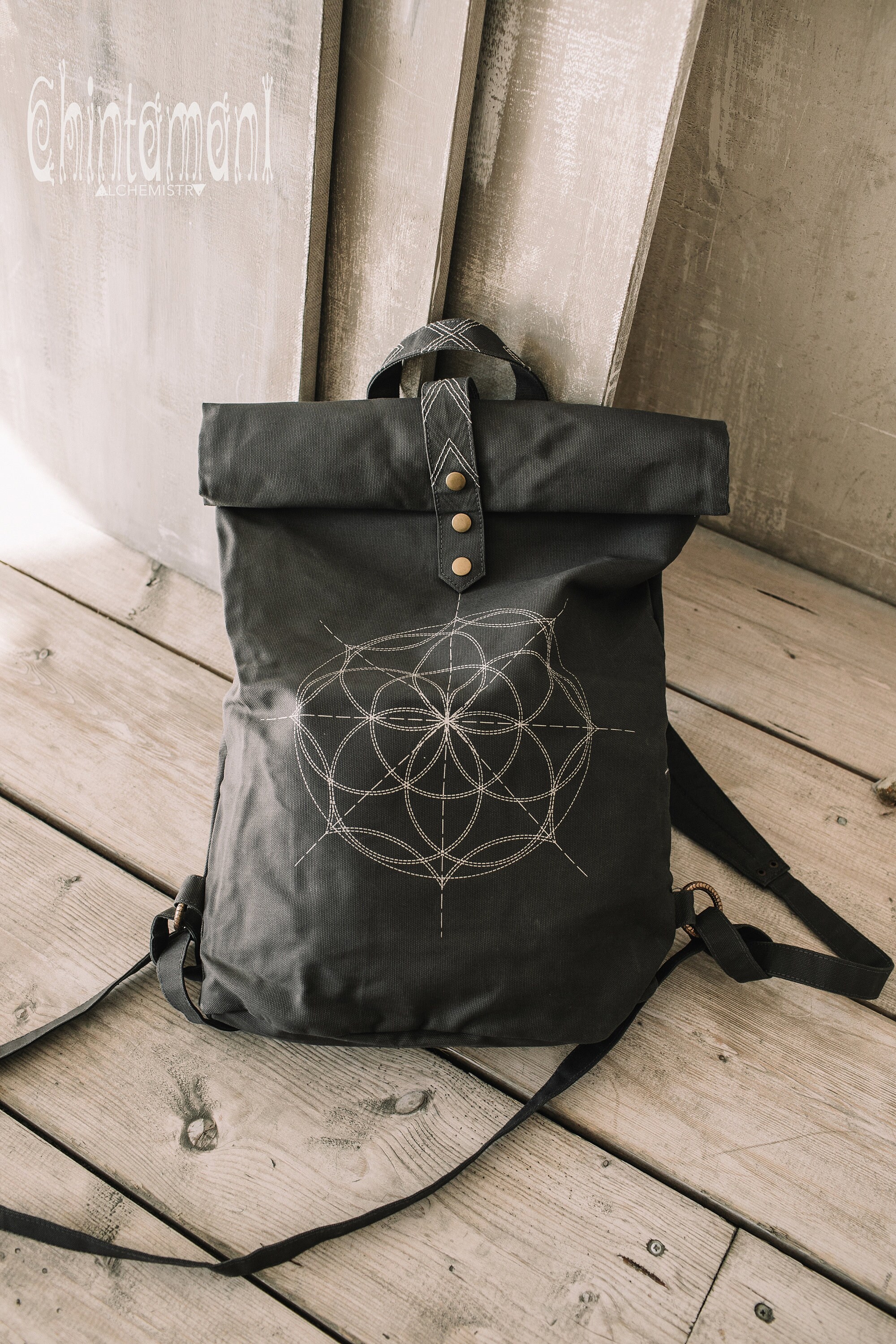 boho canvas backpack