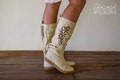 Vegan Boho Shoes ∆ Desert Man Boots Women ∆ Organic High Shoes ∆ Flower of Life Cotton Canvas Boots ∆ Eco Veg Raw Tribal Boots / Off White product logo