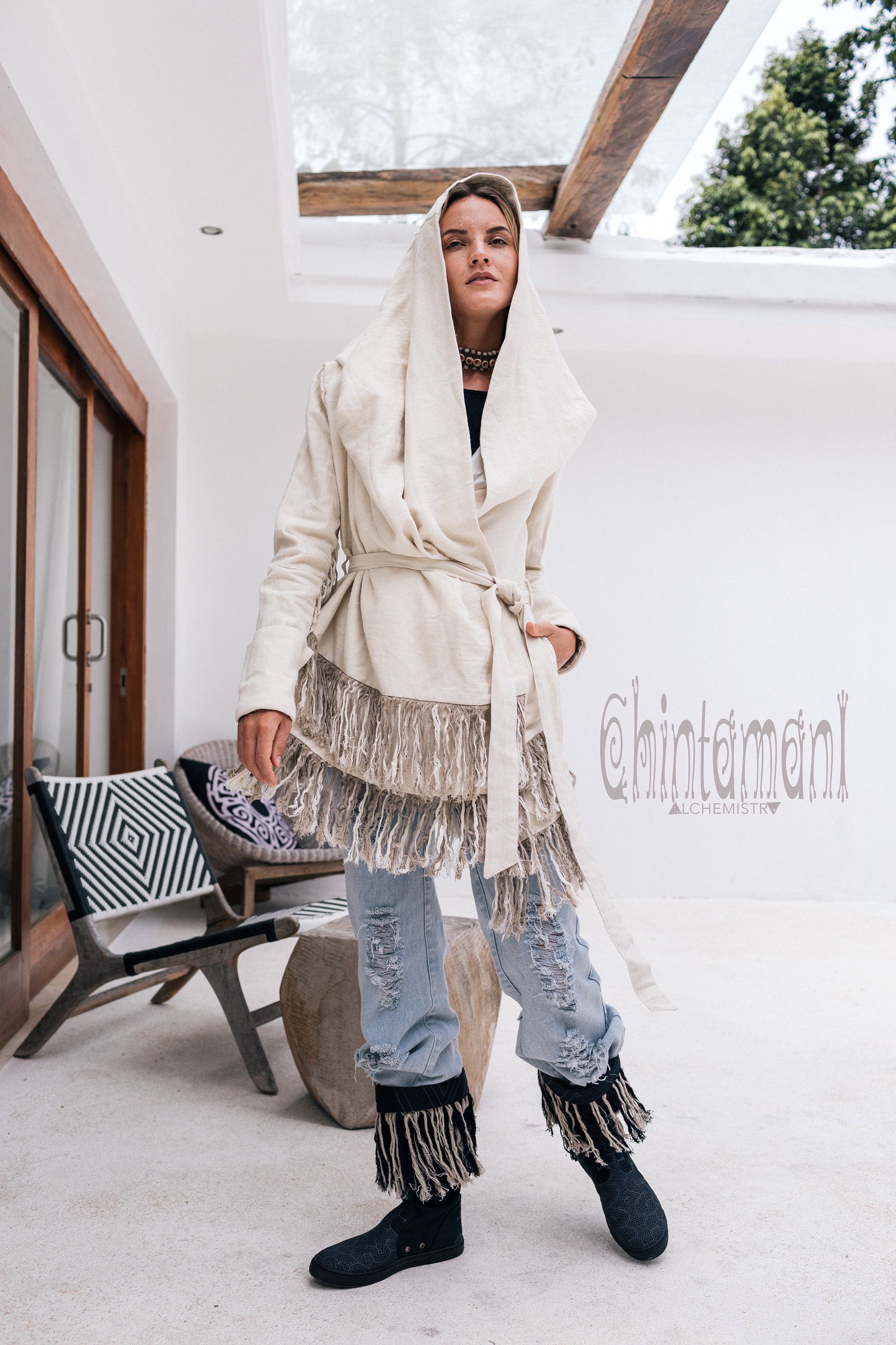 Boho Fringe Jacket Hooded Cardigan 