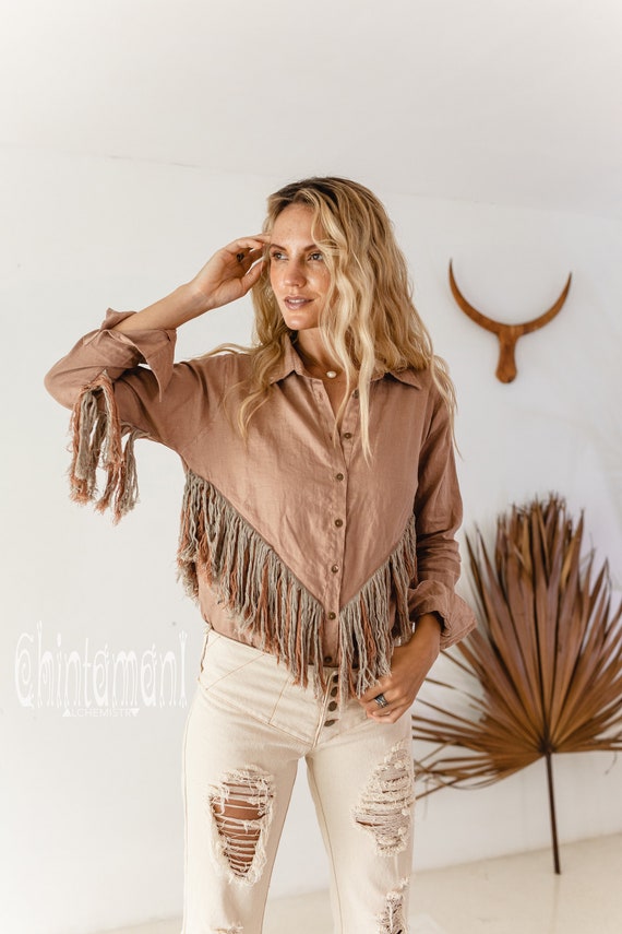 Camisa Boho Top Lino Blusa Ropa Vaquera Top Etsy México