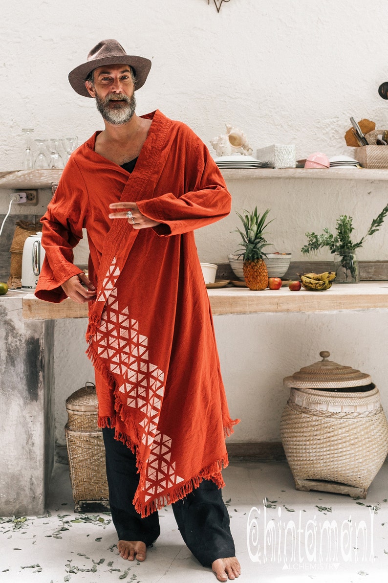 Kaftan Robe Mens Cloak Wrap Coat Raw Cotton Kimono Boho Etsy