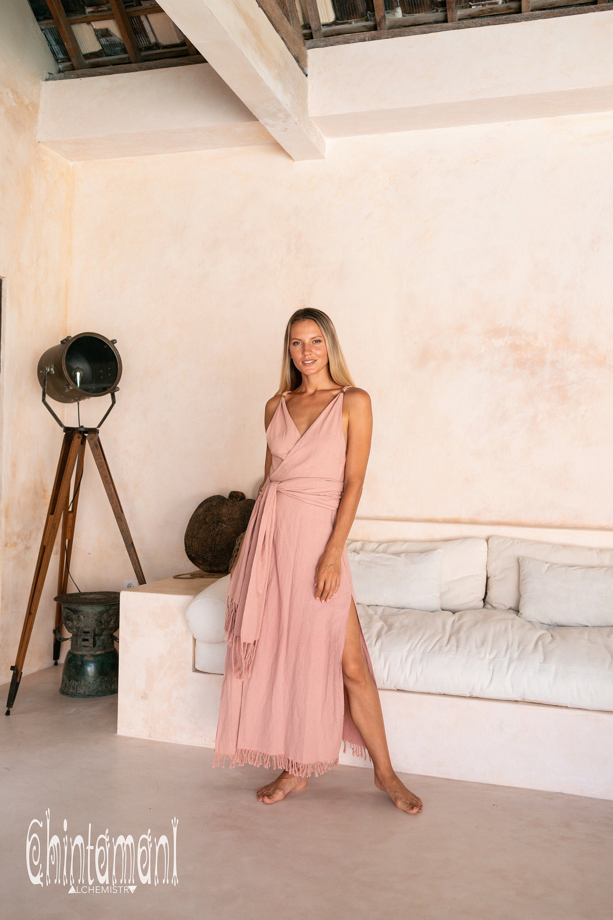 Blush pink boho dress cheap