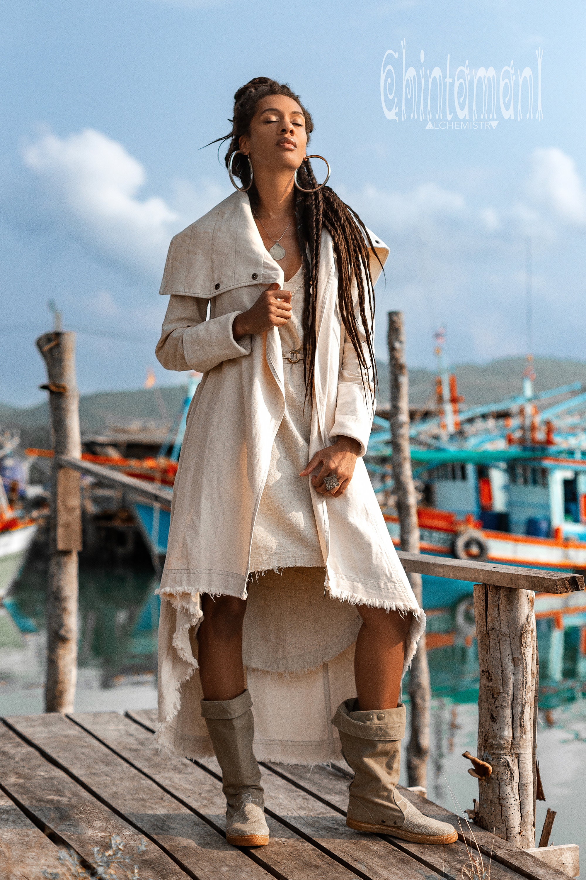 Asymmetric Bohemian Coat ∆ Canvas Trench Coat Women ∆ Maxi Asymmetric Bohemian Coat ∆ Canvas Trench Coat Women ∆ Maxi