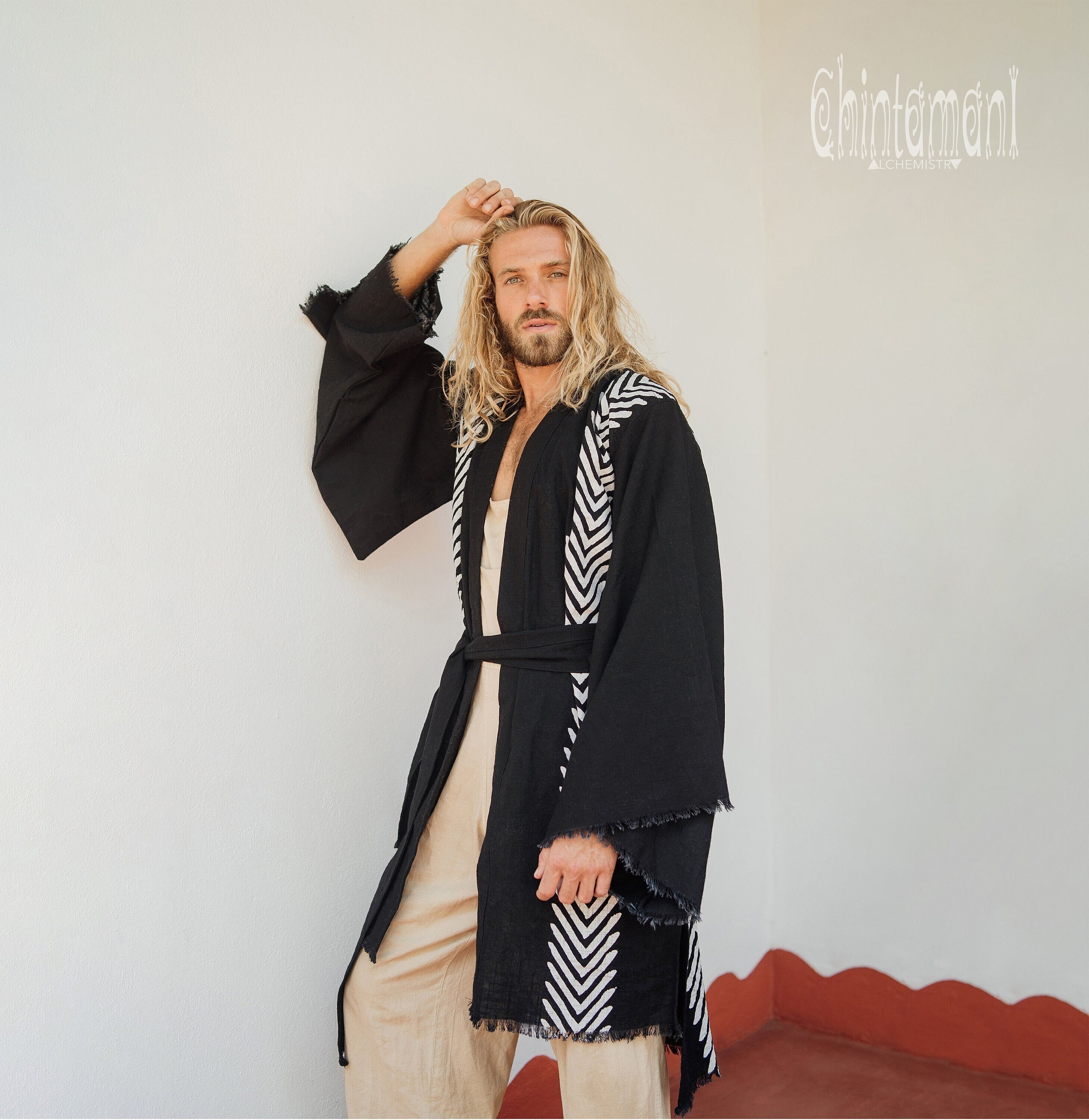 Bio-Baumwolle Kimono Robe Männer Boho Kleidung Japanische - Etsy.de