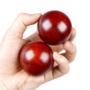 2&quot; Solid Red African Padouk Hand Exercise Balls, Wood balls, Hand Massage Wood Balls, Magic Ball, Physical Wooden Balls