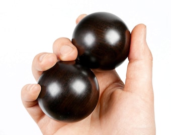 Ebony Hand Exercise Balls, Natural Wood Massage, Elderly Toy