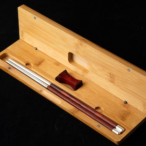Custom Silver Chopsticks Red Rosewood Round Chopsticks Korean Chopsticks Personalized Engraving Christmas Gift Set With Rest and Bamboo Case