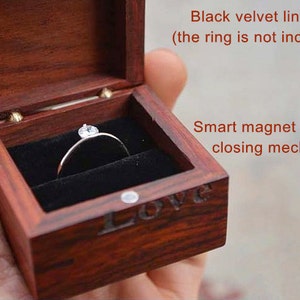 Custom Premium Rosewood Ring Box with Brass Hinges and Personalized Laser Engraving image 5