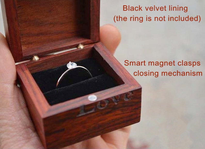 Custom Premium Rosewood Ring Box with Brass Hinges and Personalized Laser Engraving image 5