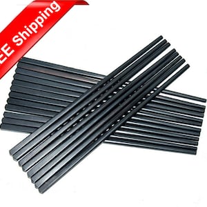 10 Pairs Genuine Black Ebony Wood Handmade Square Head Chopsticks Fine Polishing Gloss Varnished Finish