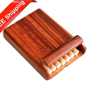 Rosewood Cigarette Case for 7 King-size Standard Cigarettes, Handcrafted Wooden Cigarette Box, Smoke Holder