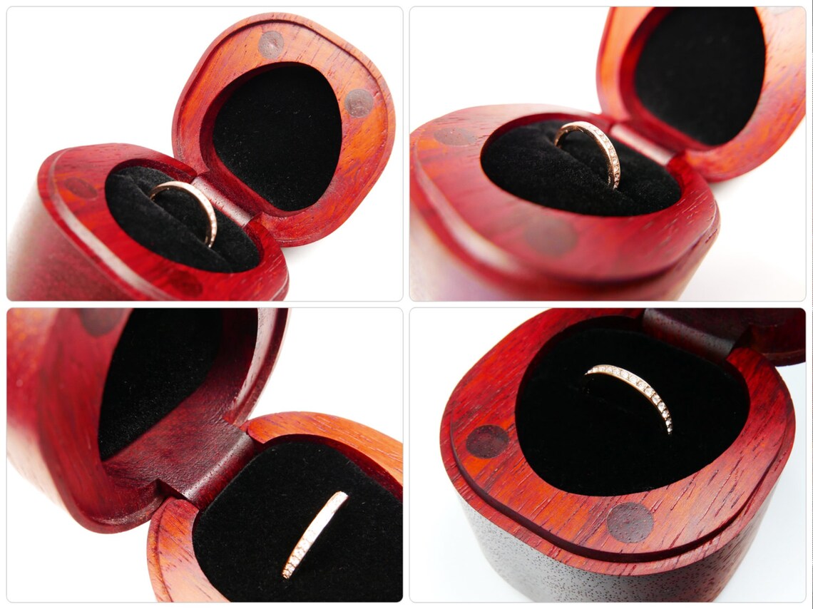 Custom Red Rosewood Ring Box, Laser Engraved, Handmade Wedding Ring ...