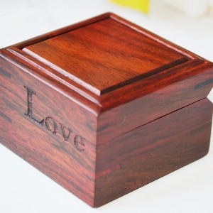 Custom Premium Rosewood Ring Box with Brass Hinges and Personalized Laser Engraving image 1