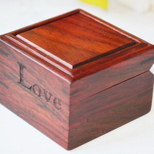 Custom Premium Rosewood Ring Box with Brass Hinges and Personalized Laser Engraving