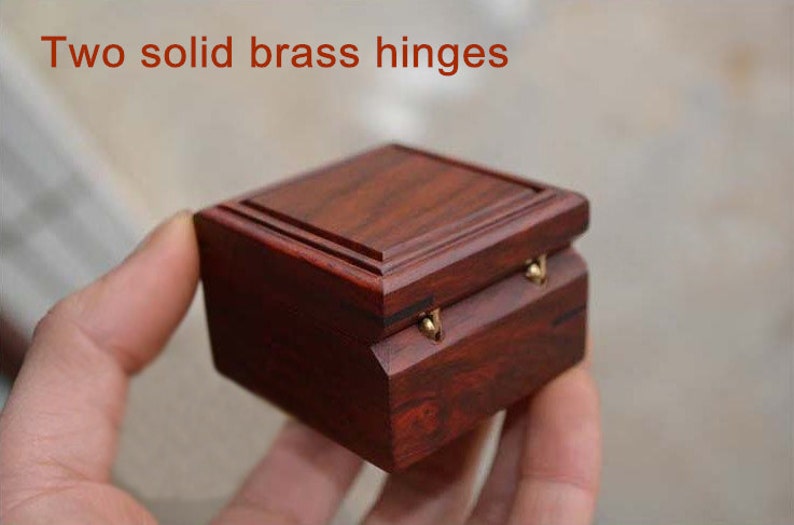 Custom Premium Rosewood Ring Box with Brass Hinges and Personalized Laser Engraving image 4